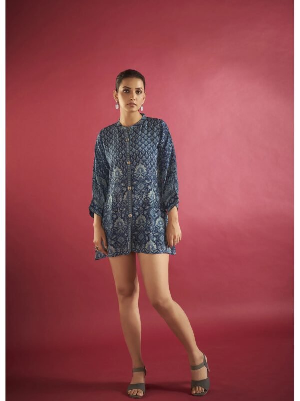 Blue Printed Muslin Tunic