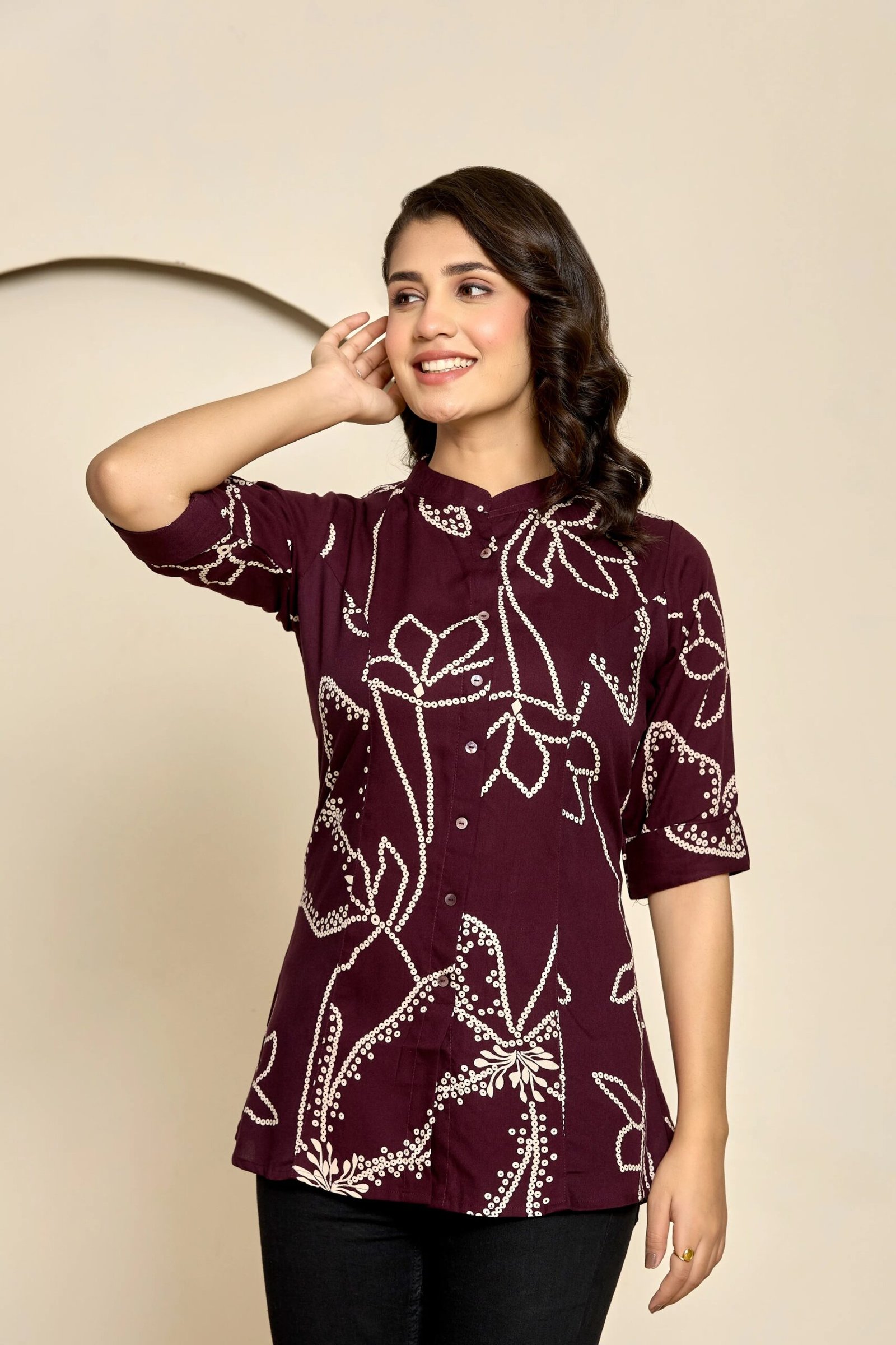 Wine Abstract Floral Tunic