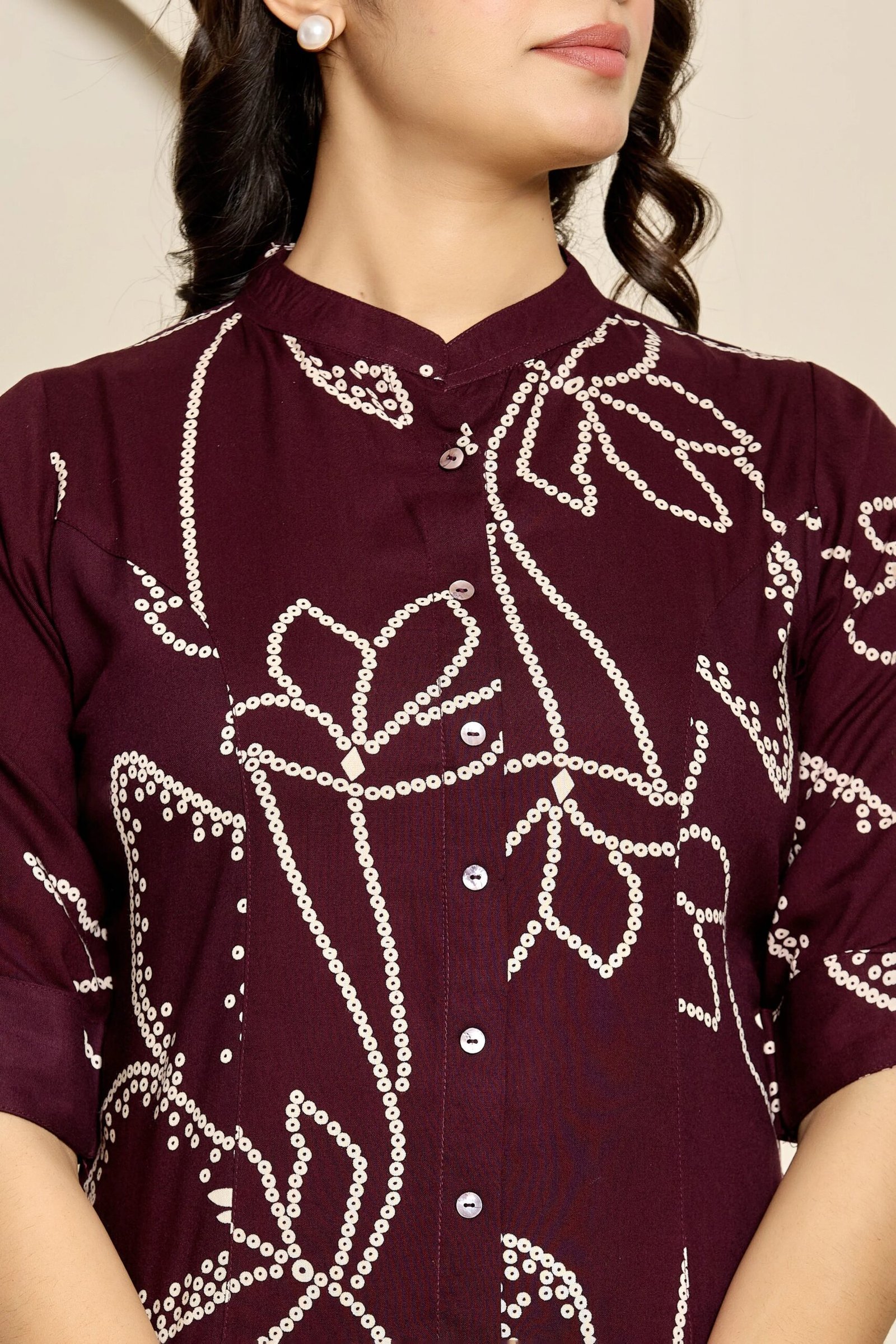 Wine Abstract Floral Tunic - Image 3