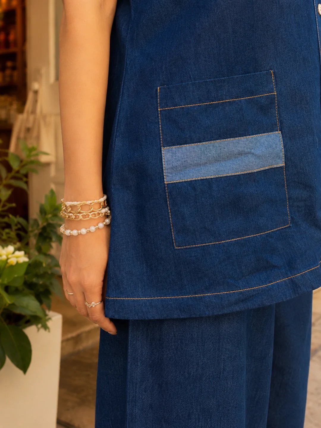 Dailyfab Denim Blue 2-Piece Co-ord Set in Cotton Denim - Image 5