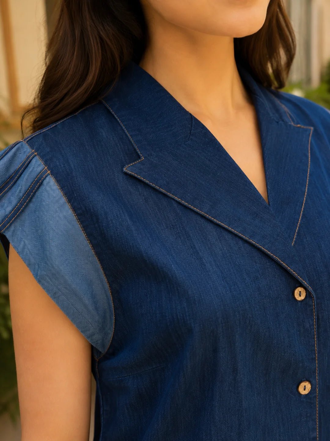 Dailyfab Denim Blue 2-Piece Co-ord Set in Cotton Denim - Image 4