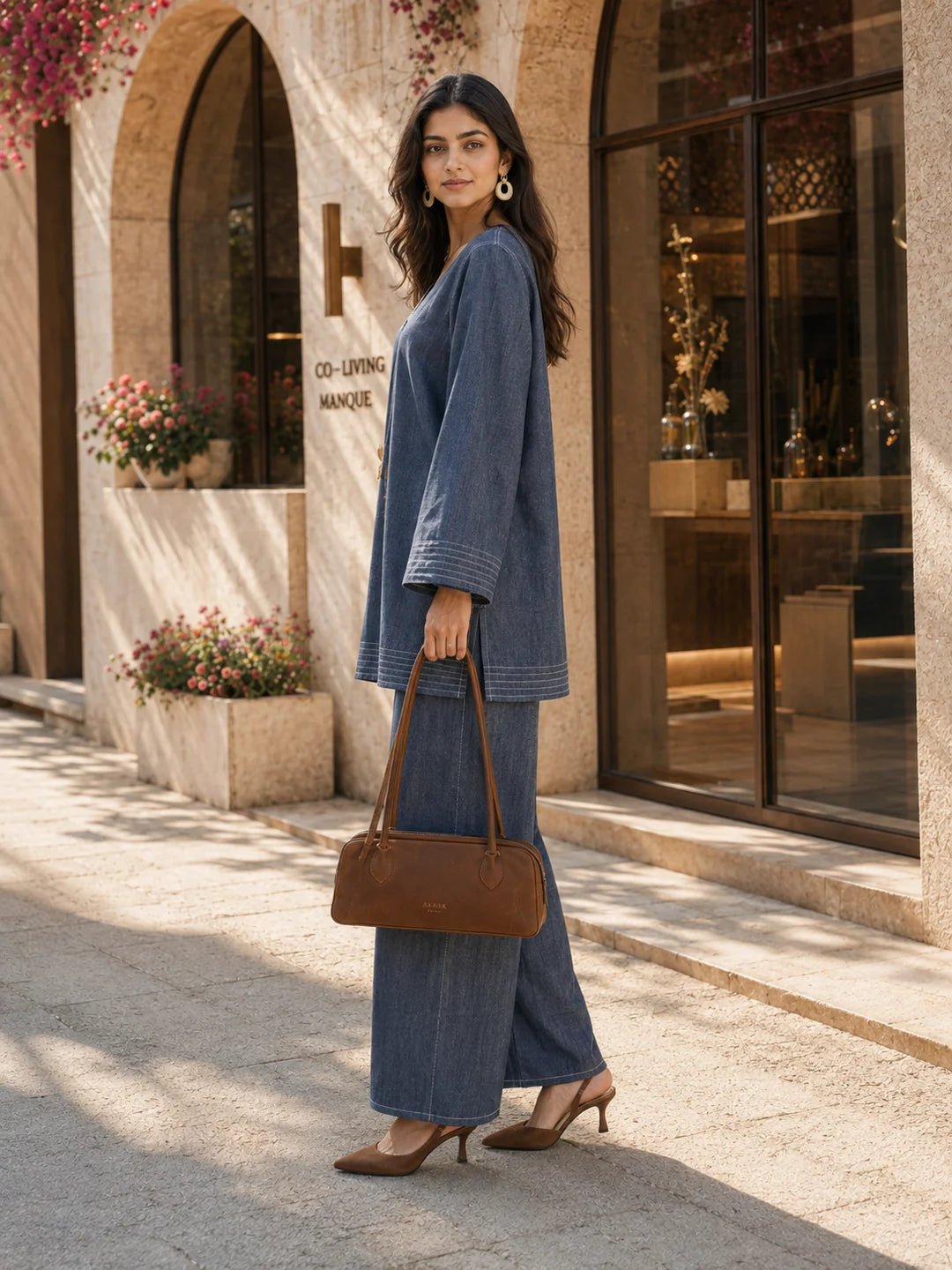 Dailyfab Washed Denim Blue 2-Piece Co-ord Set in Cotton Denim - Image 5