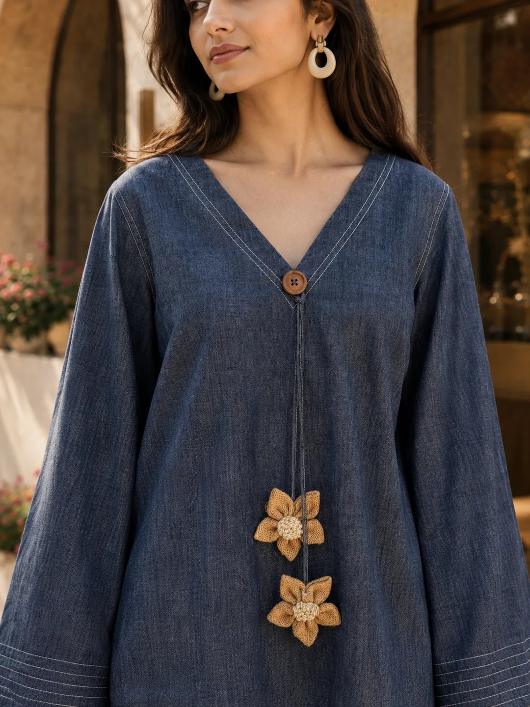 Dailyfab Washed Denim Blue 2-Piece Co-ord Set in Cotton Denim - Image 3