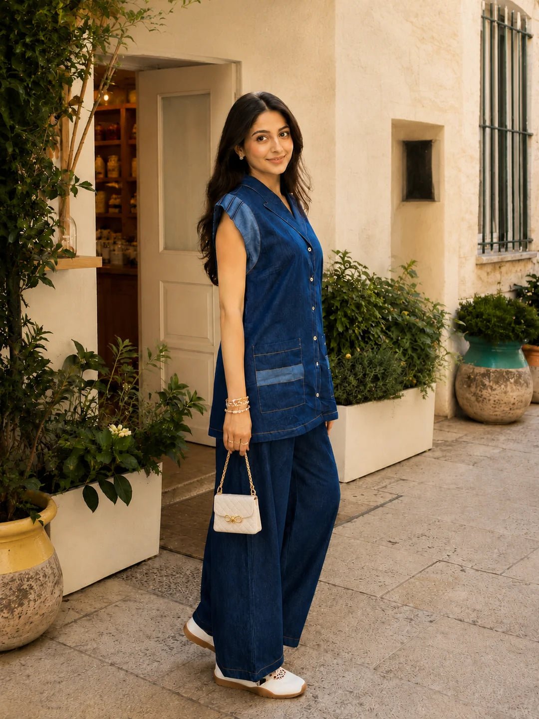 Dailyfab Denim Blue 2-Piece Co-ord Set in Cotton Denim - Image 6