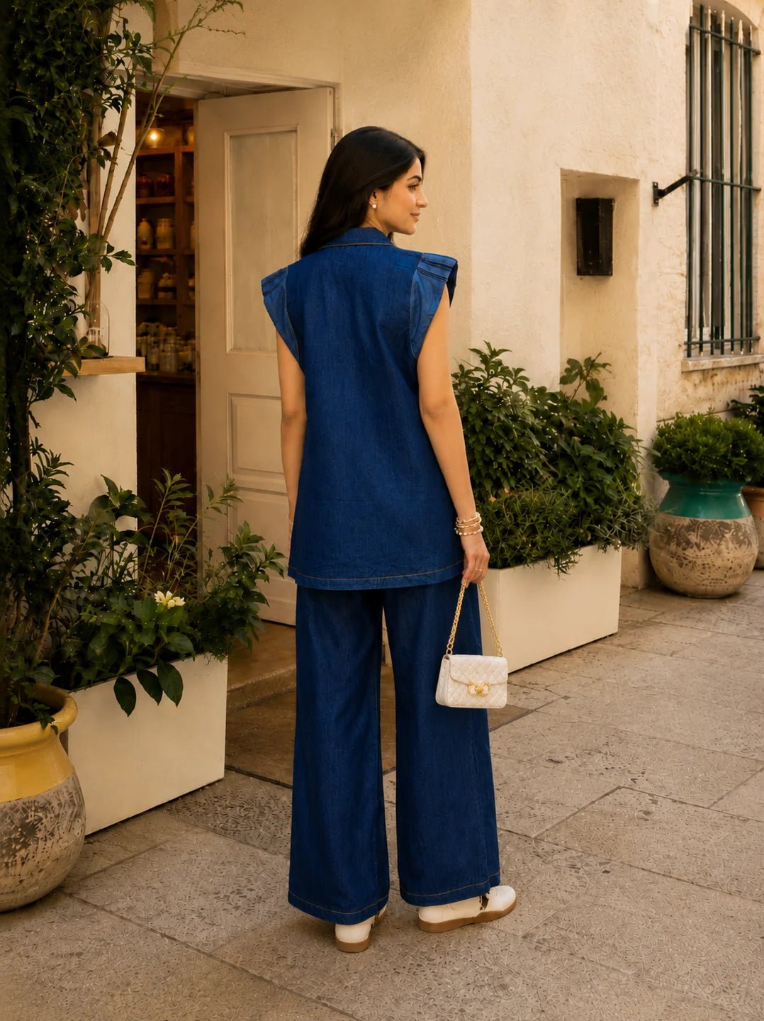 Dailyfab Denim Blue 2-Piece Co-ord Set in Cotton Denim - Image 2